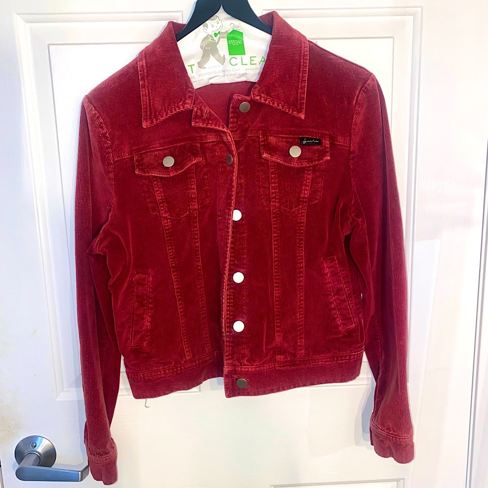 Red Corduroy Cropped Jacket